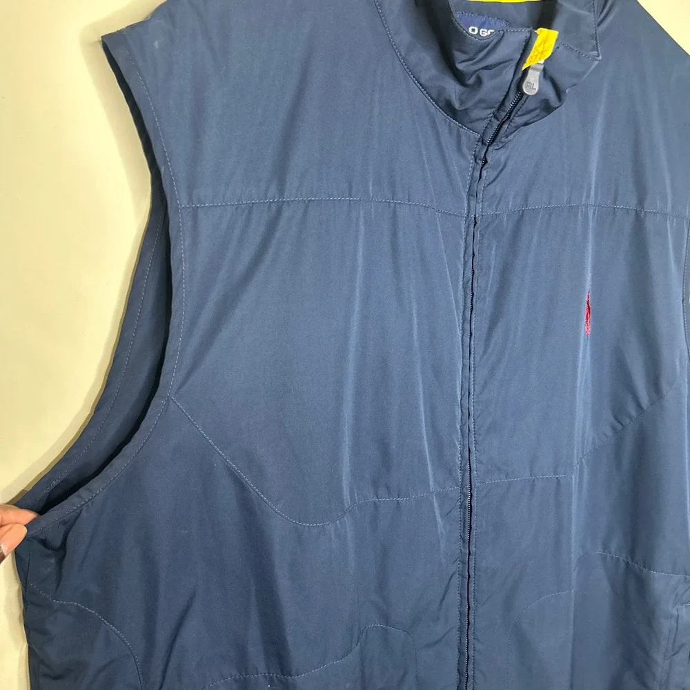 Polo Golf Ralph Lauren Vest Mens XL Navy Blue Vintage red pony horse Full Zip